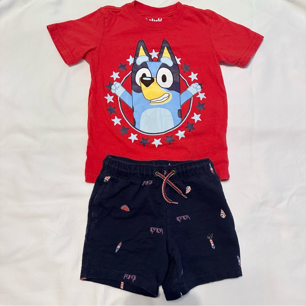 Toddler Boy 4th of July Bluey Outfit